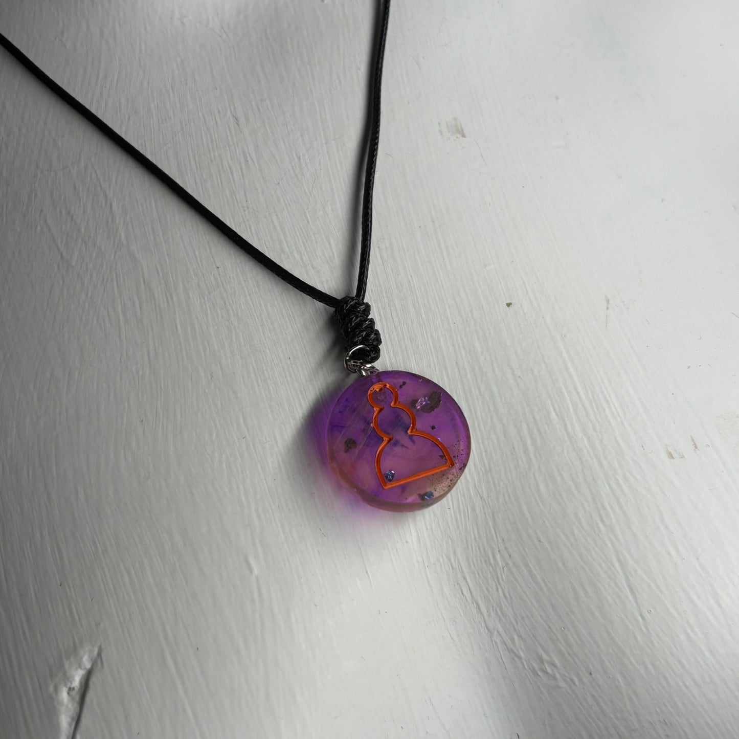 Purple Fusion Pawn - Handmade Resin Chess Necklace