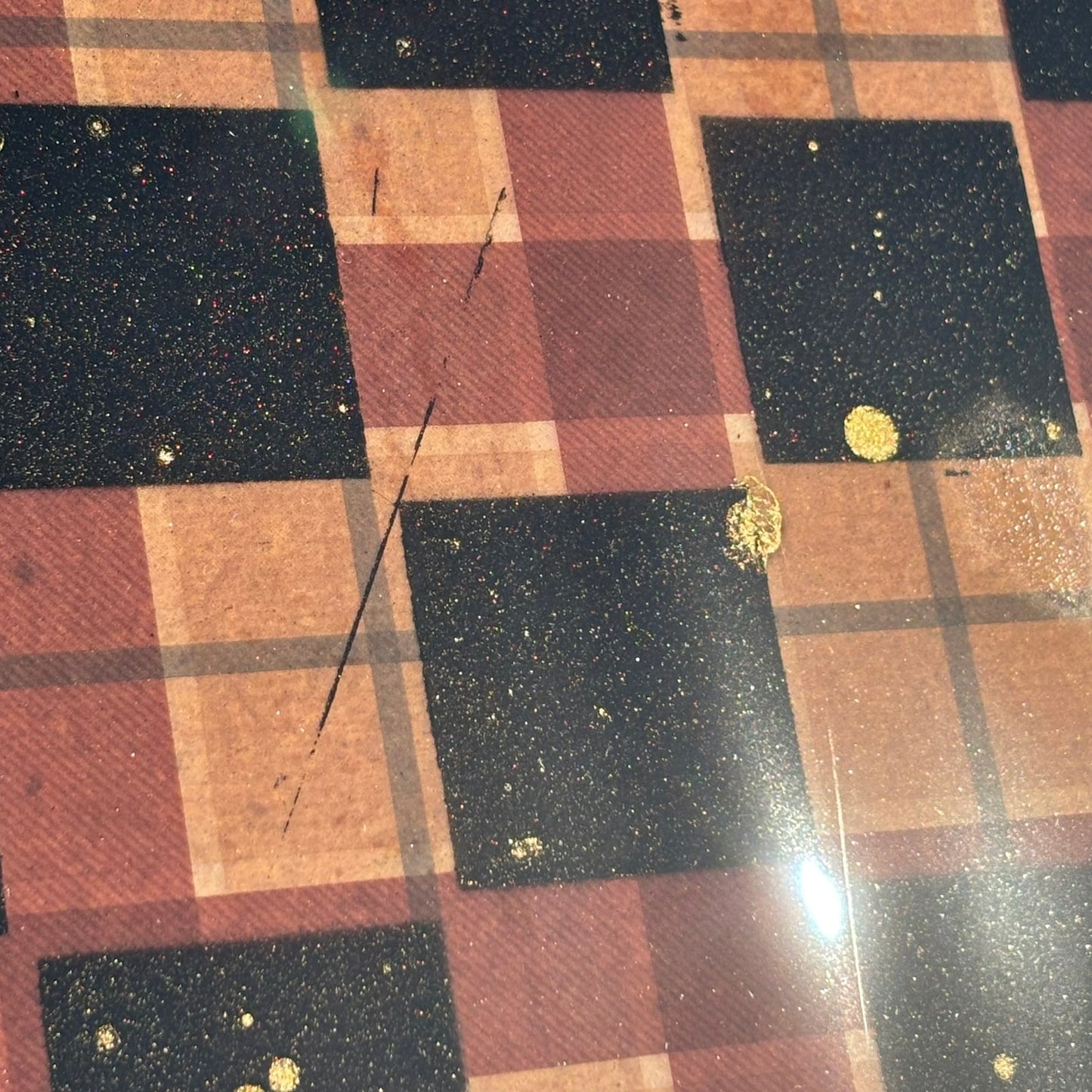 Brown Vintage Square Pattern - Resin Coated Chess Board