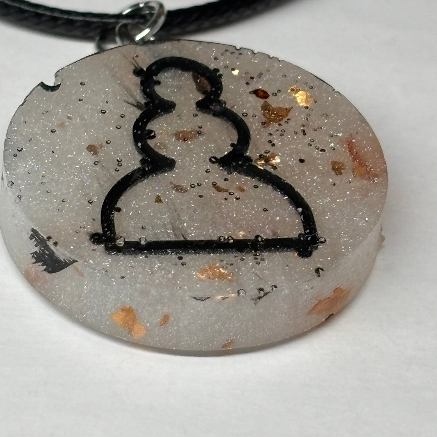 Golden White Pawn - Handmade Resin Chess Necklace