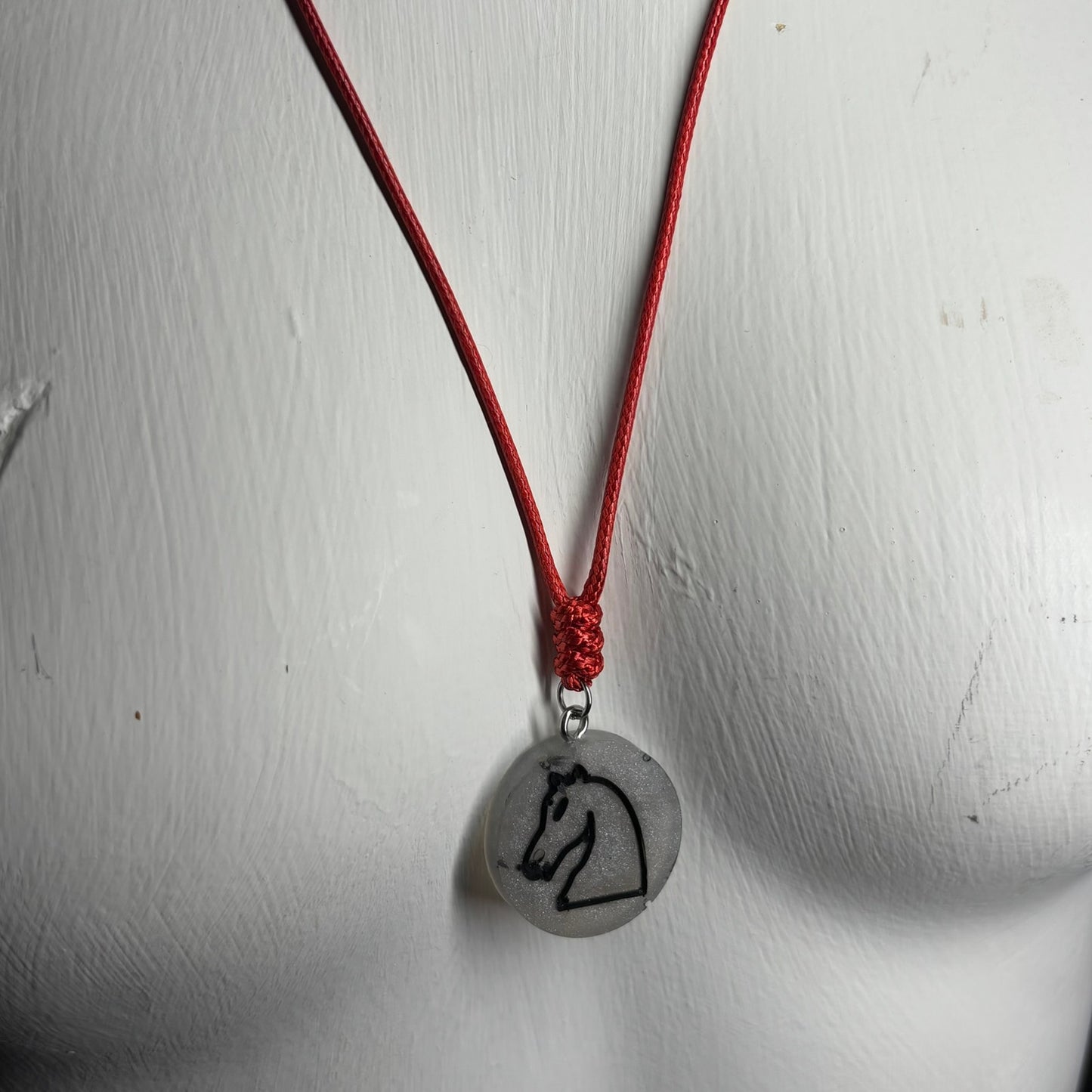 Silver Knight - Handmade Resin Chess Necklace