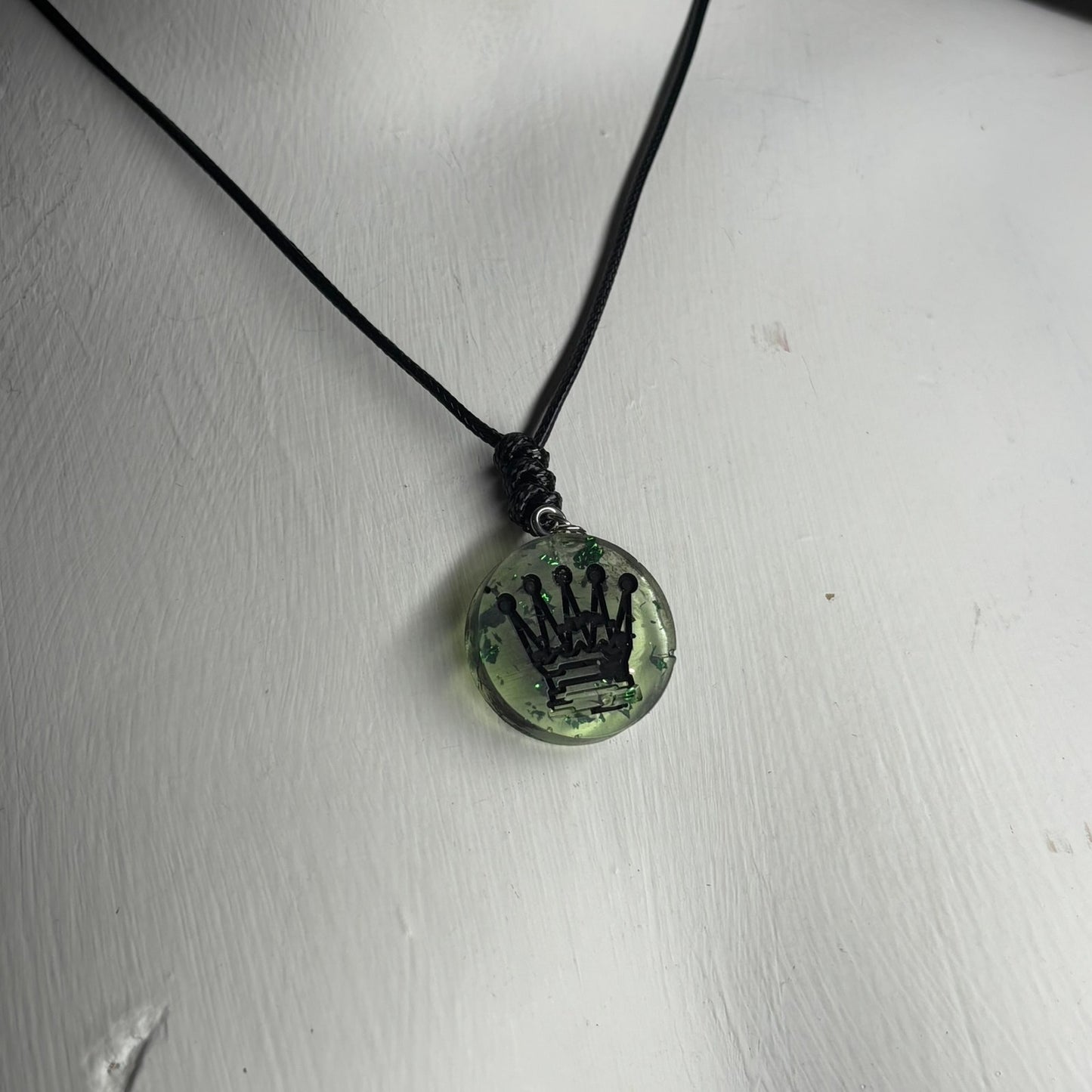 Fantastic Green Queen - Handmade Resin Chess Necklace