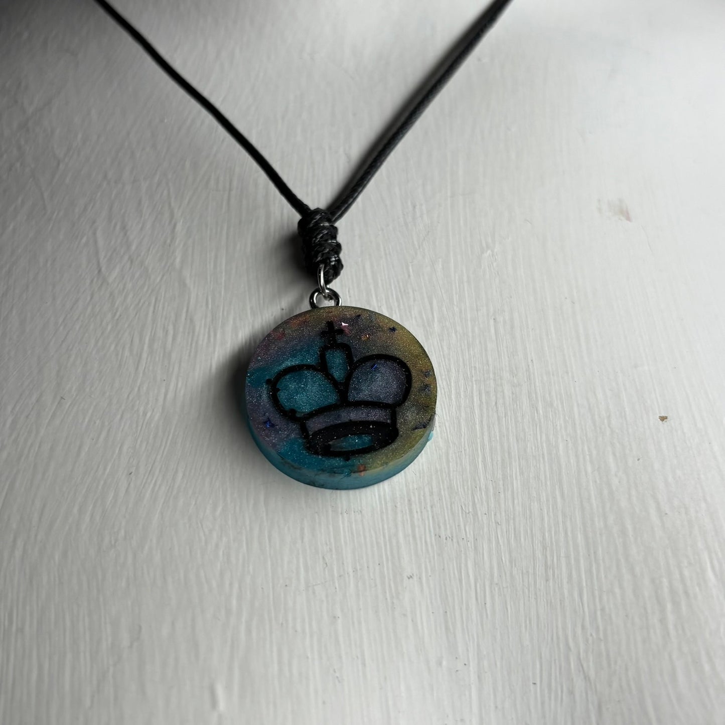 Blue Swamp King - Handmade Resin Chess Necklace
