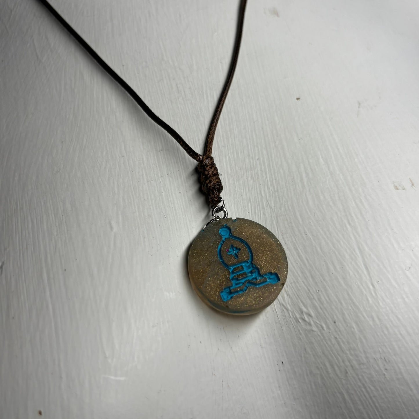 Blue Print Bishop - Handmade Resin Chess Necklace