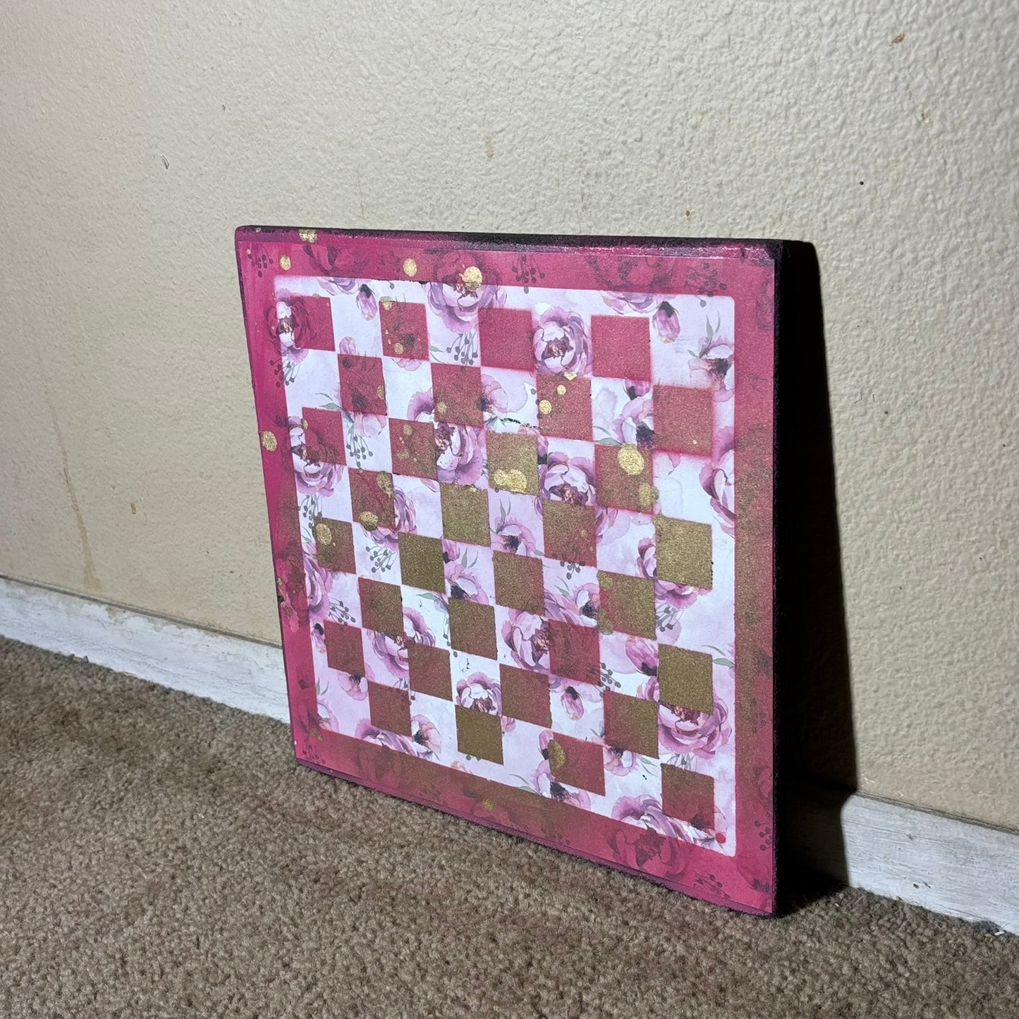 Gold Pink Lush - Scrapbook Chess Board