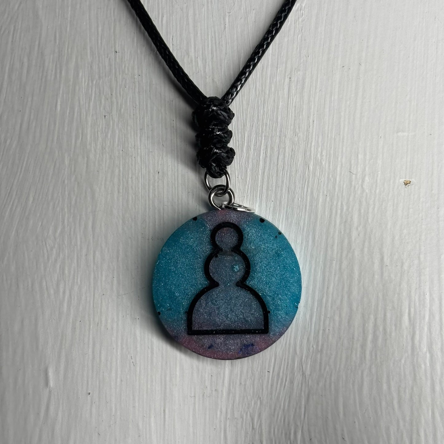 Beautiful Blue Pawn - Handmade Resin Chess Necklace