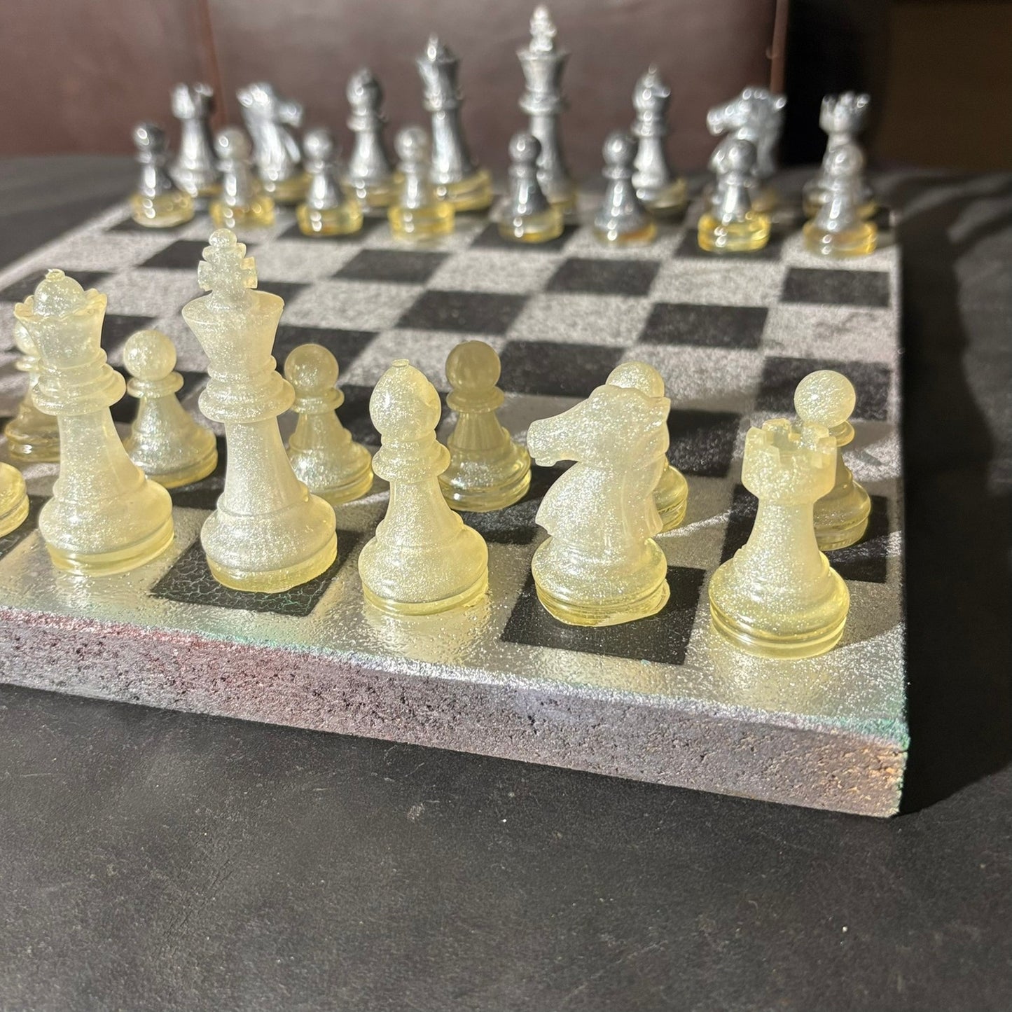 Silver & Black - Painted Chess Set
