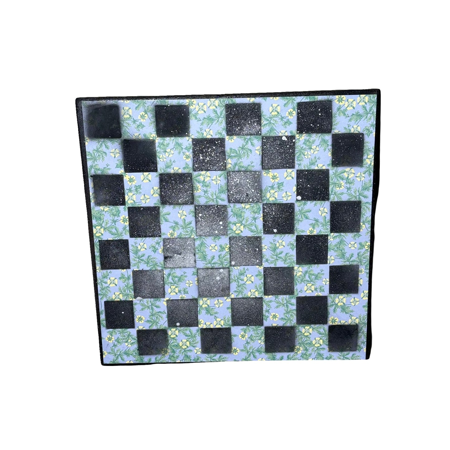 Beautiful Flowers With Chrome Rain - Scrapbook Chess Board