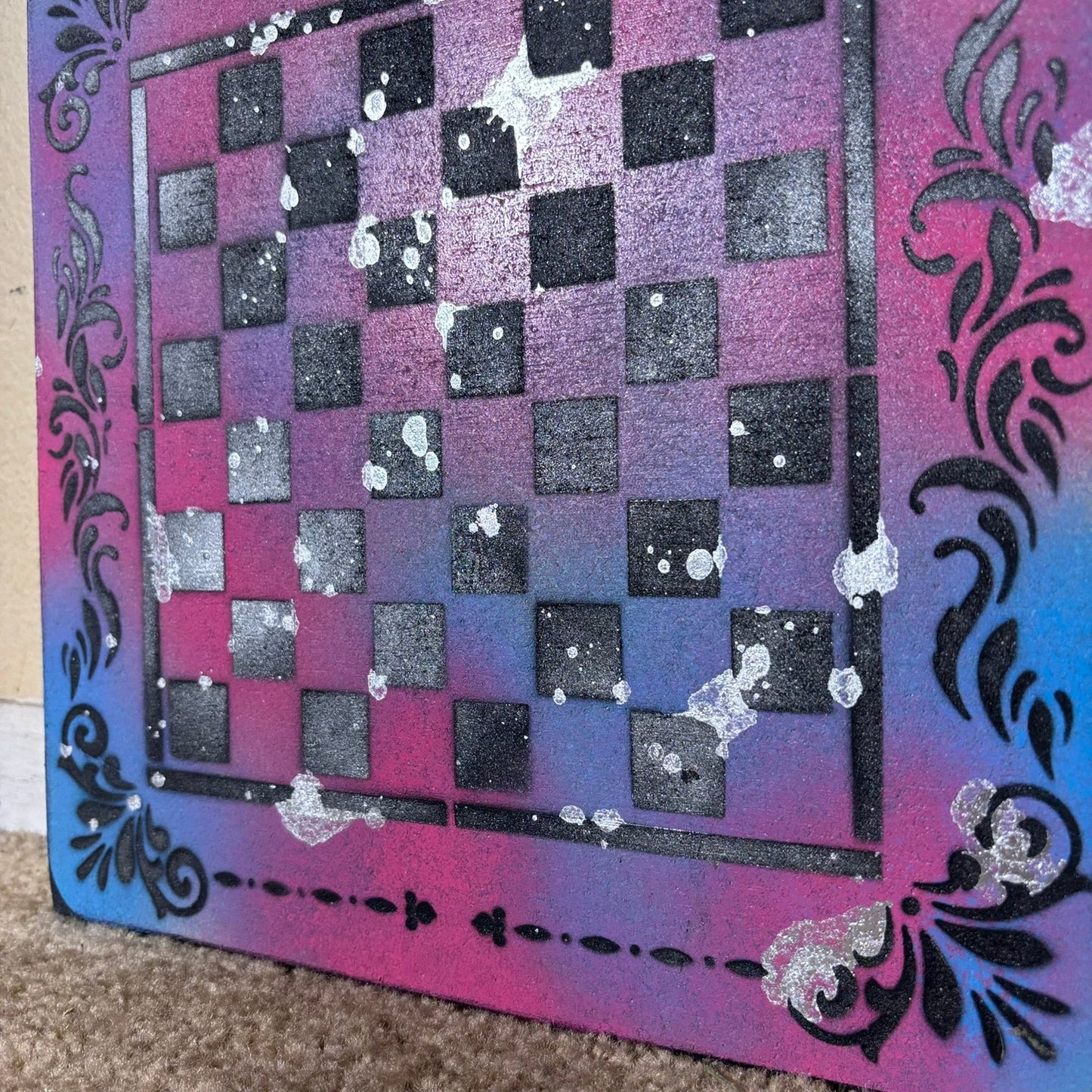 Space Purple  - Painted Chess Board
