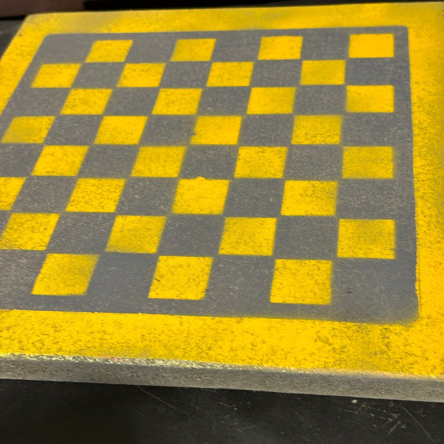 Gray & Yellow - Painted Chess Board