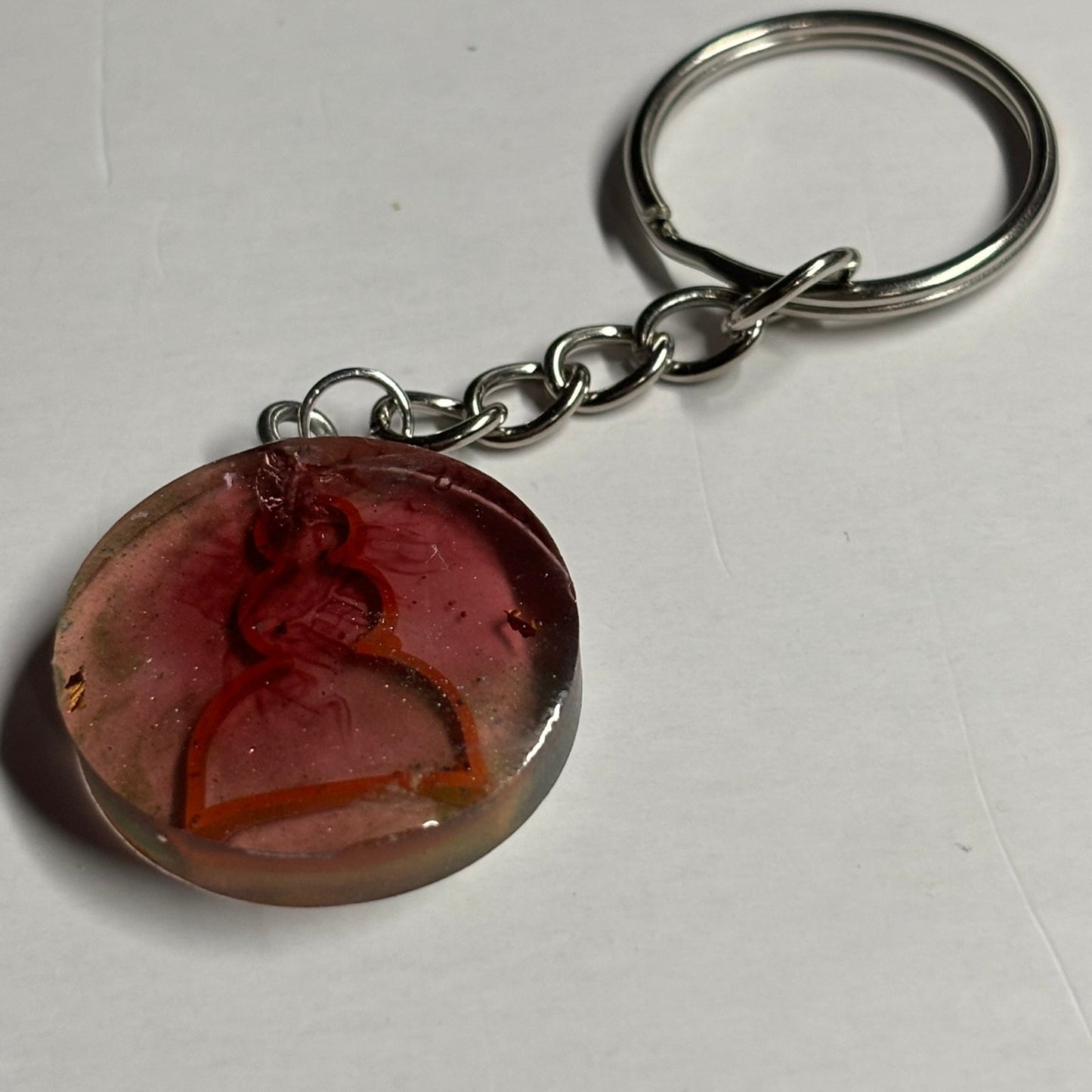 Translucent Orange Handmade Resin Keychain - Flat Edition