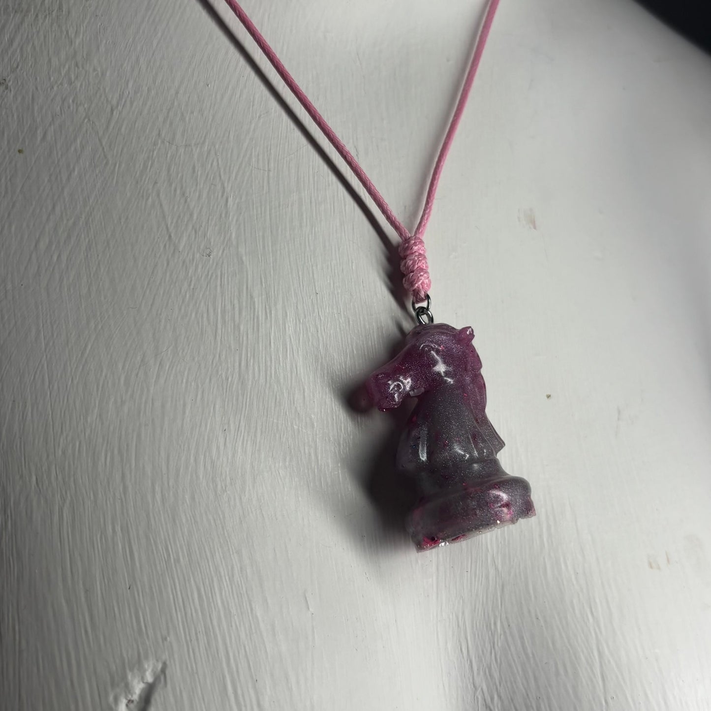 Purple Knight - Handmade Resin Chess Necklace
