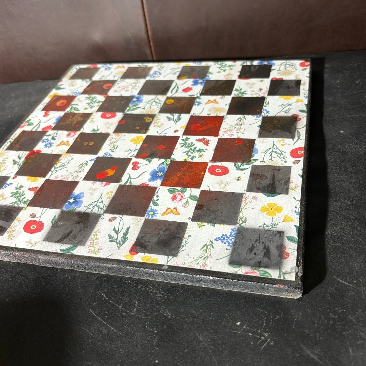 Red Mist Flowers - Scrapbook Chess Board