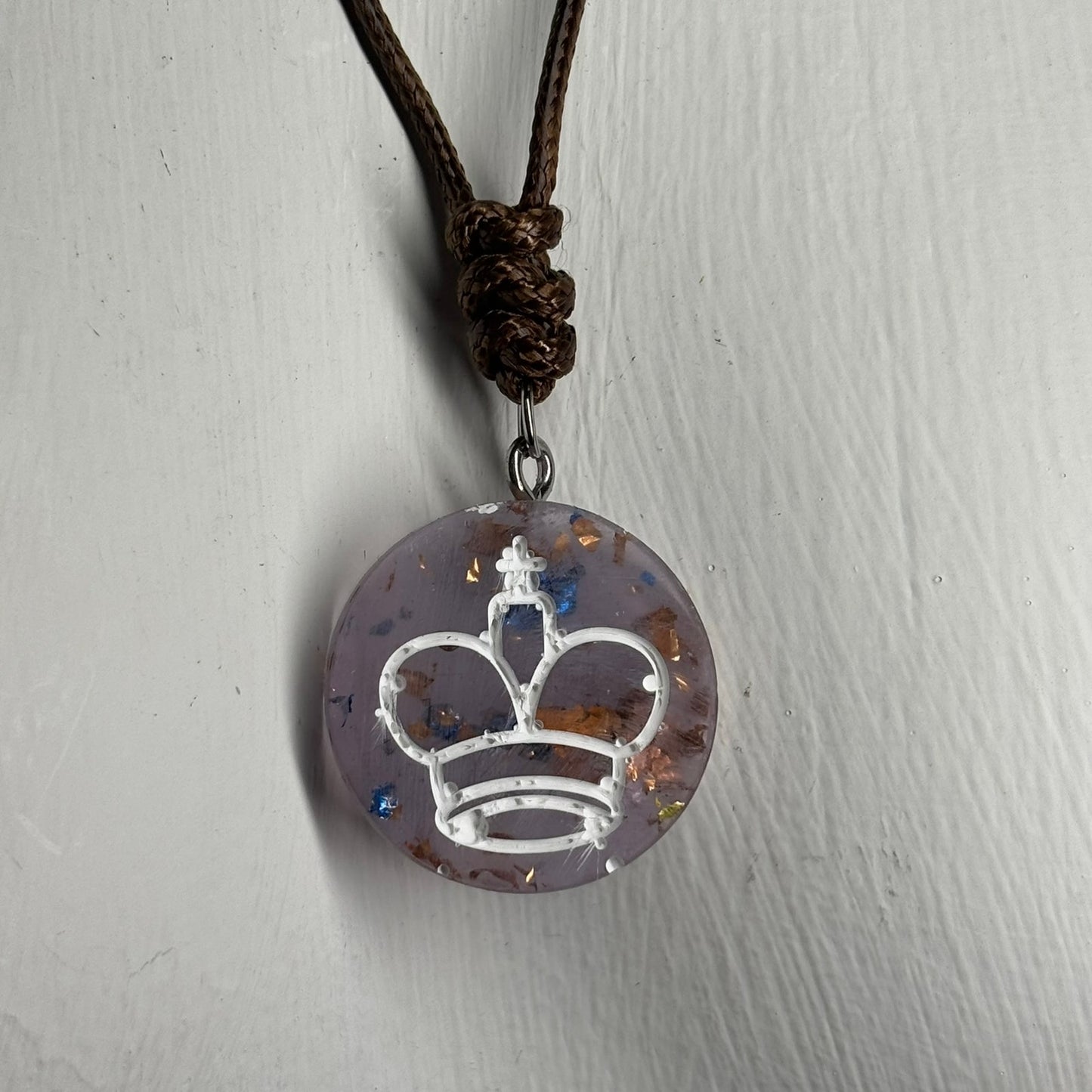 Translucent Purple King - Handmade Resin Chess Necklace