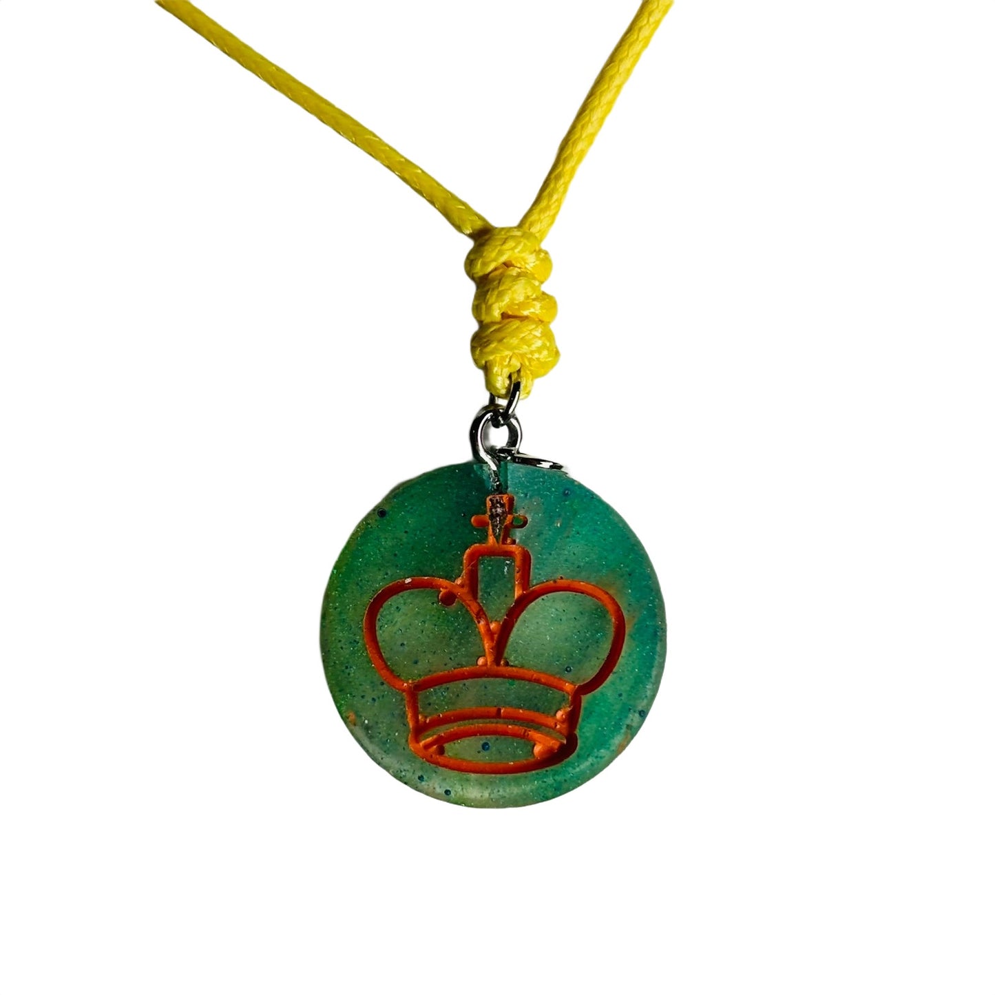 Green Orange King - Handmade Resin Chess Necklace