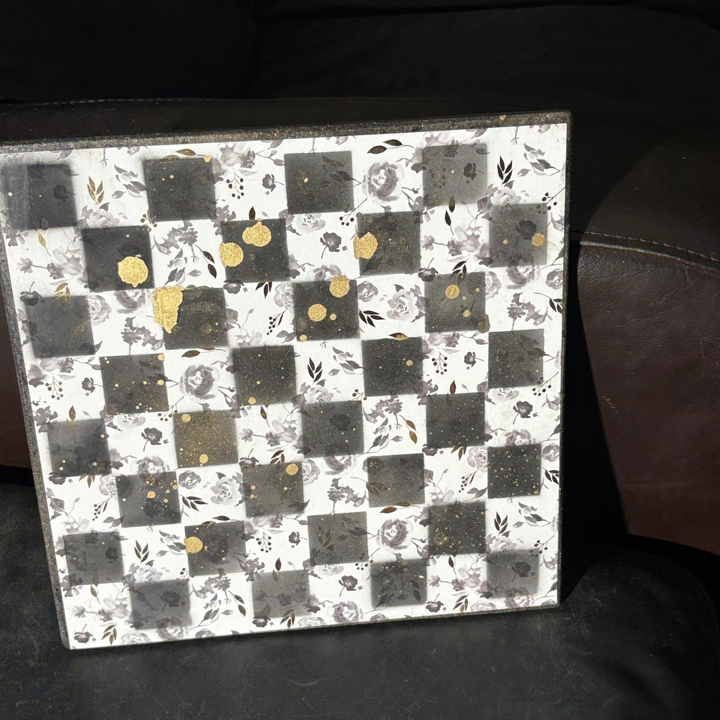 Black & White Golden Drip - Scrapbook Chess Board