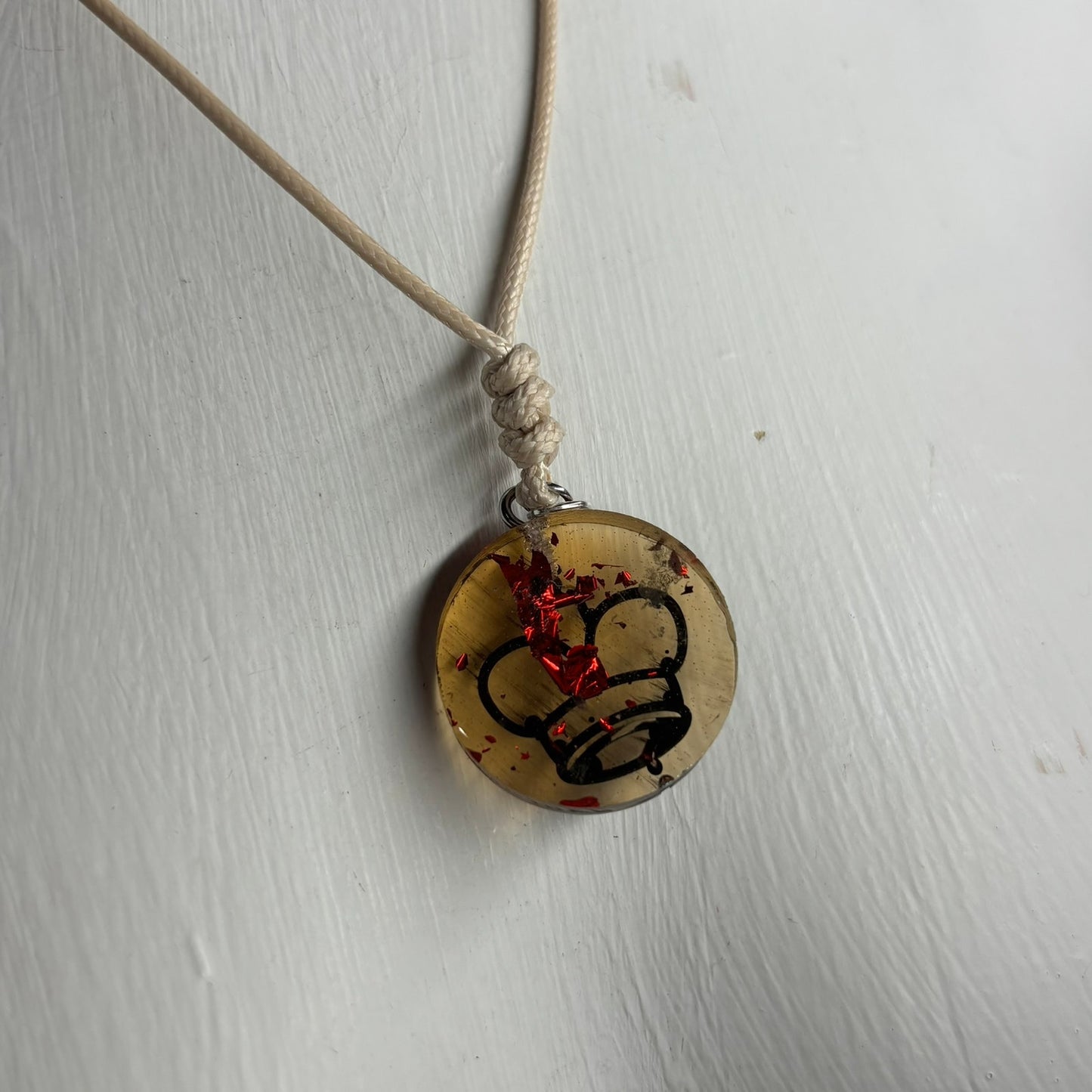 Cream Vintage Yellow King - Handmade Resin Chess Necklace