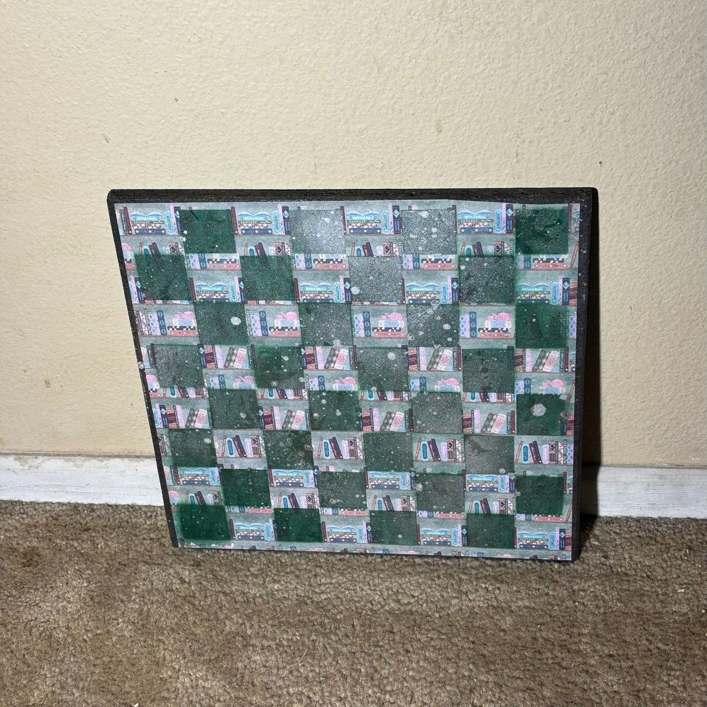 Green Cast Book Worm - Scrapbook Chess Board