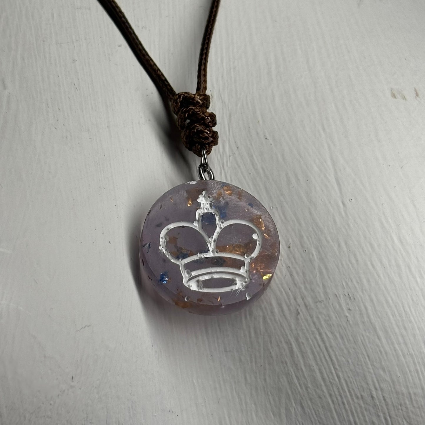 Translucent Purple King - Handmade Resin Chess Necklace