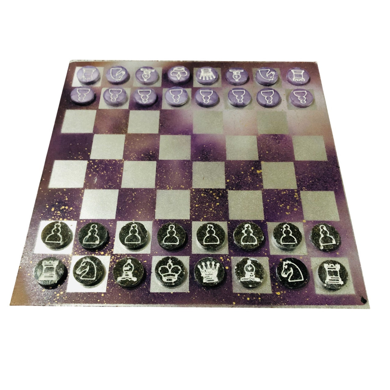 Purple Chrome Space- Painted Chess Set