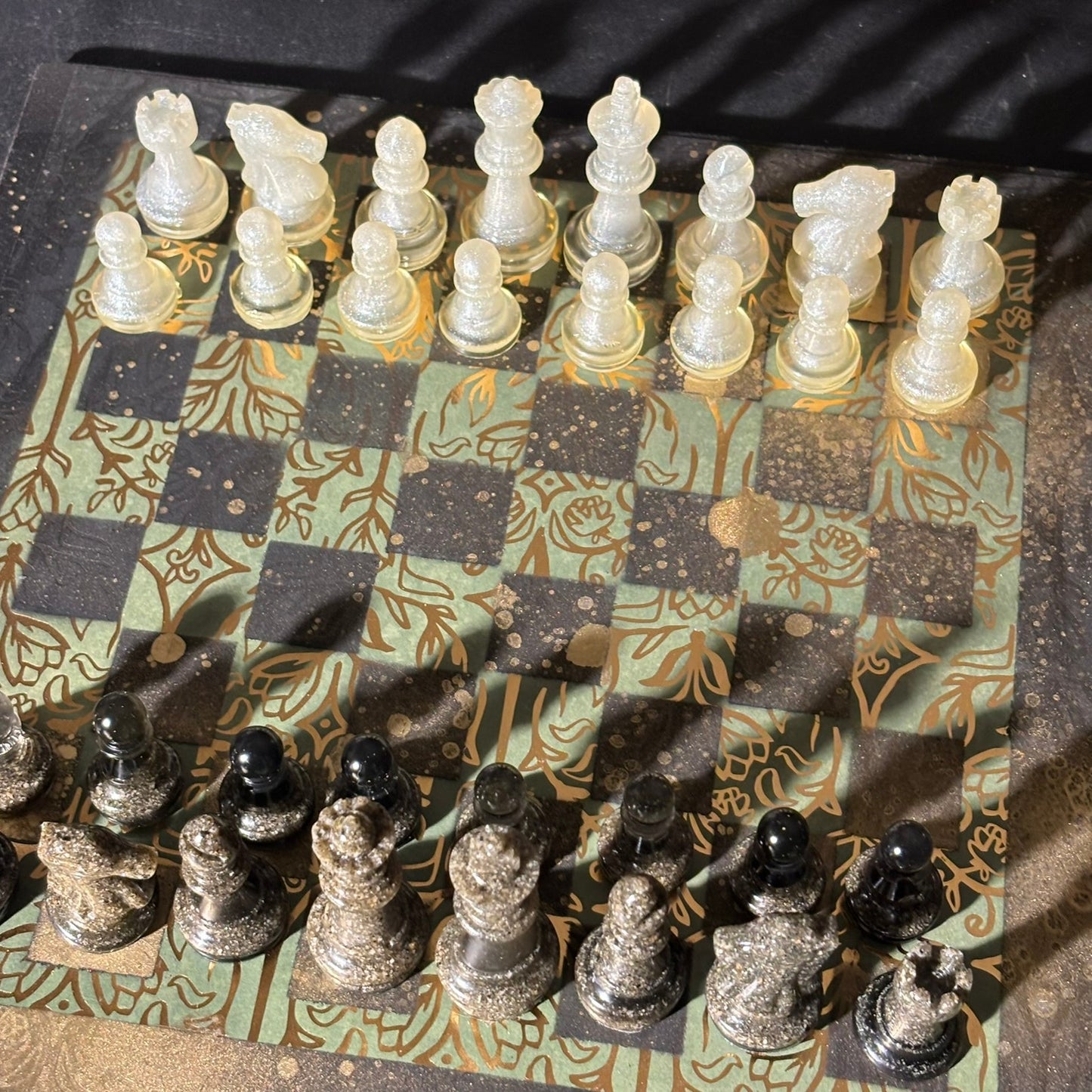 Golden Vintage Green - Scrapbook Chess Set