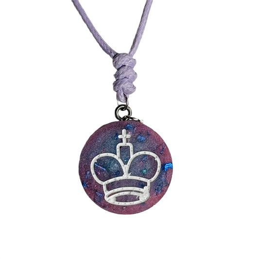 Purple Space King - Handmade Resin Chess Necklace