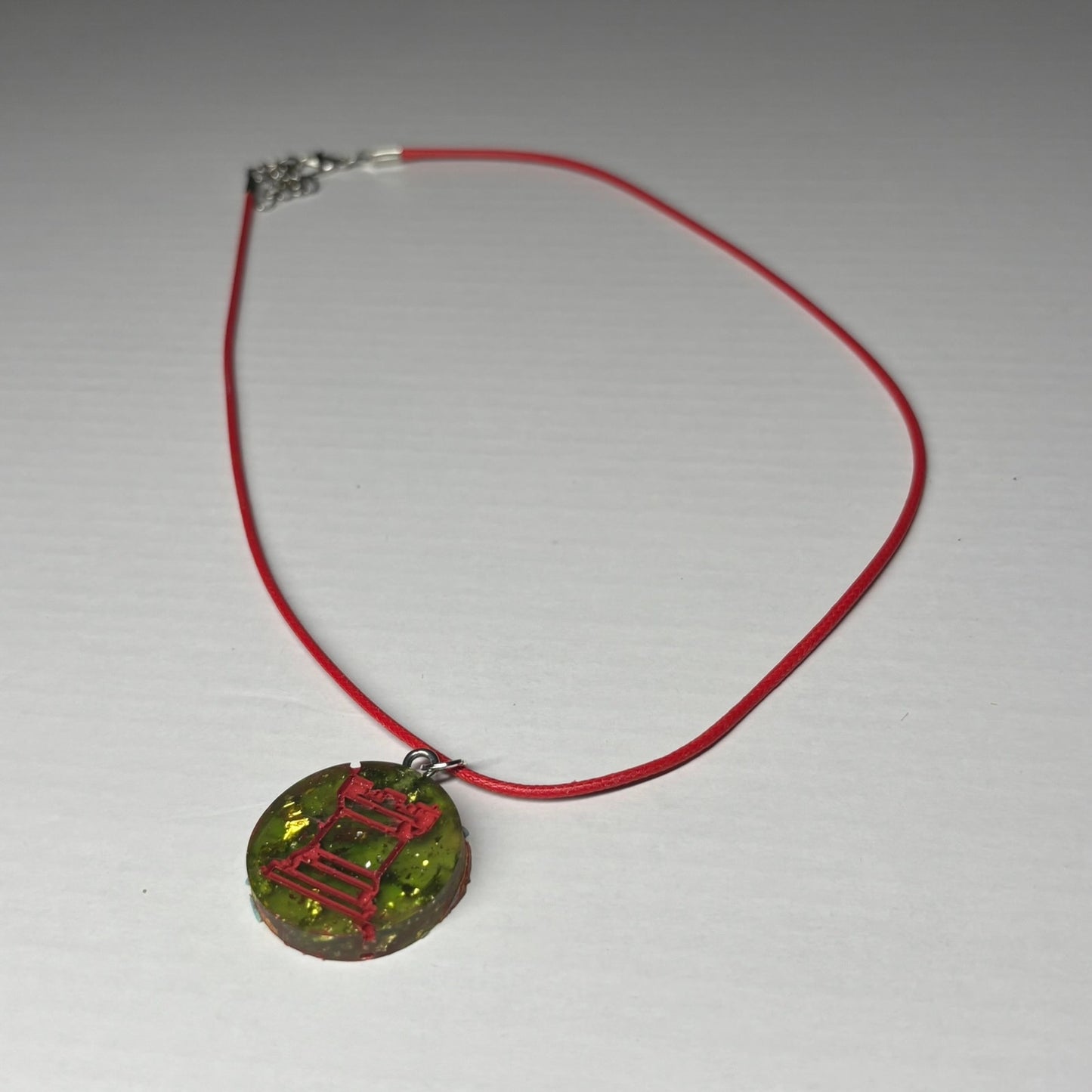 Royal Green Rook - Handmade Resin Chess Necklace