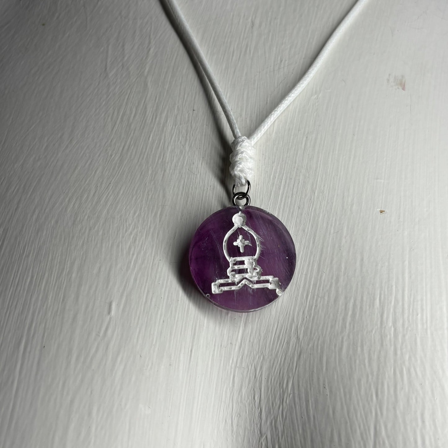 Purple Bishop - Handmade Resin Chess Necklace