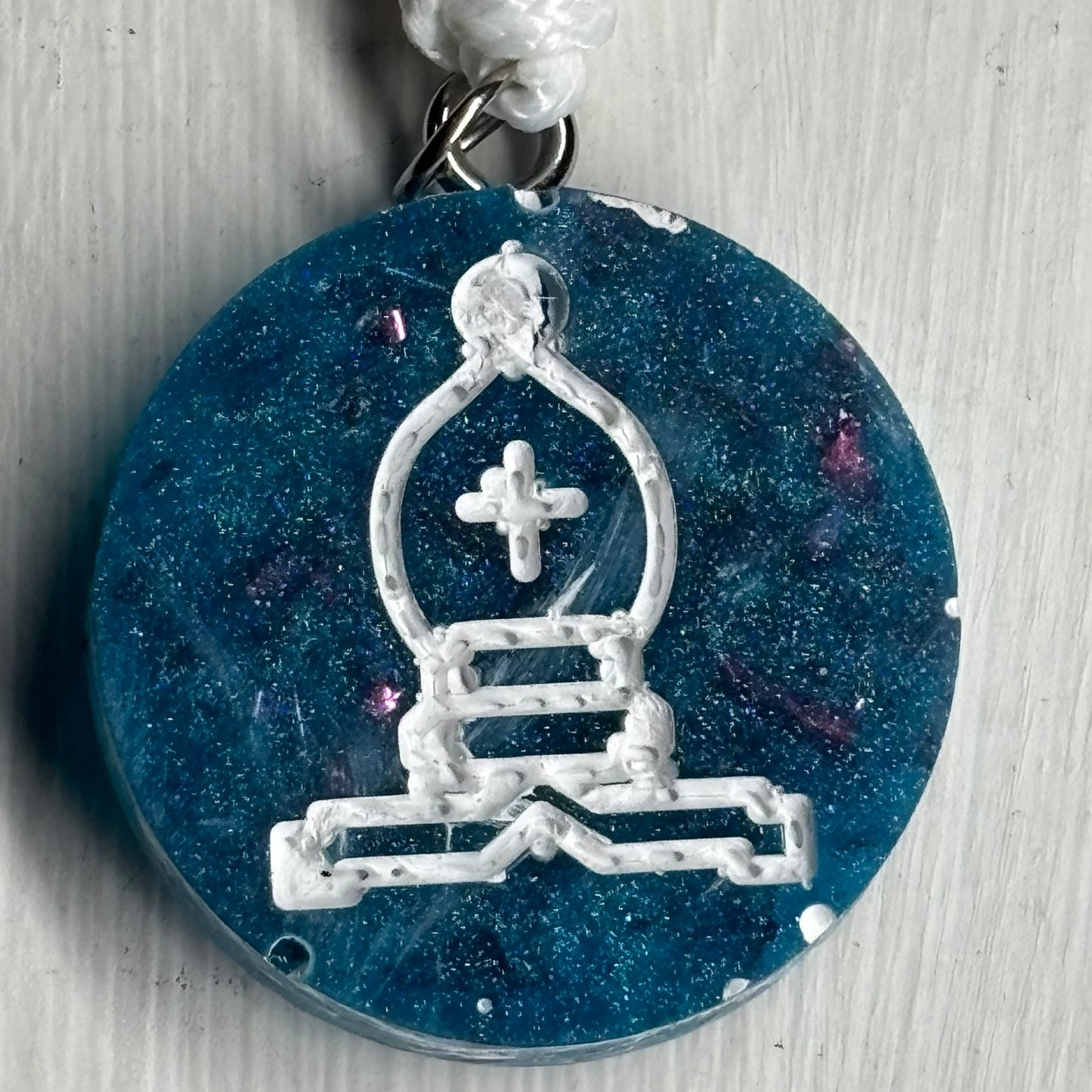Blue Bishop - Handmade Resin Chess Necklace