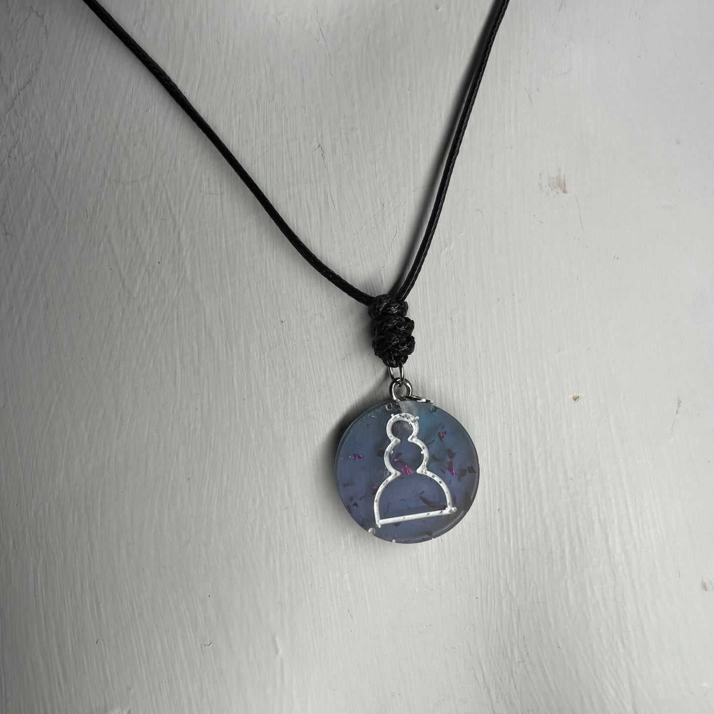 Translucent blue Pawn - Handmade Resin Chess Necklace