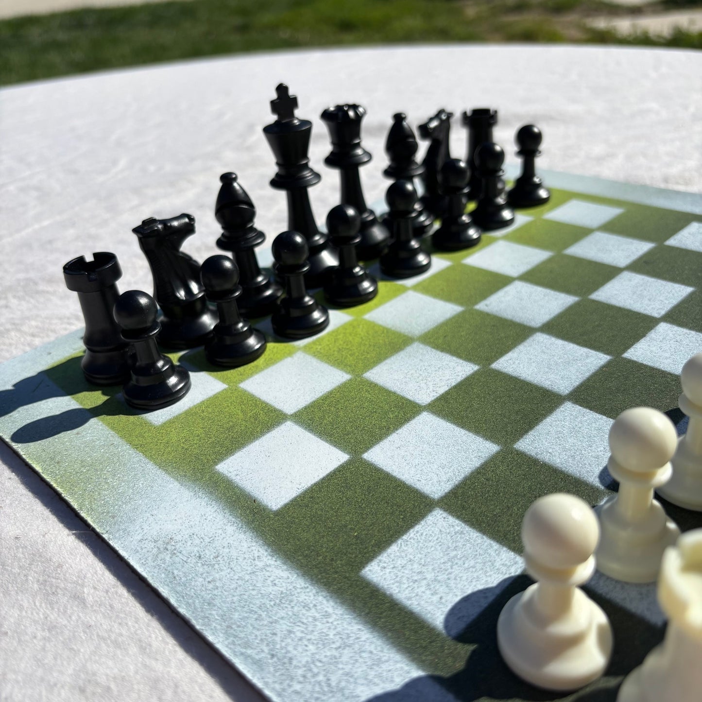 Lime Green Fade - Painted Chess Set