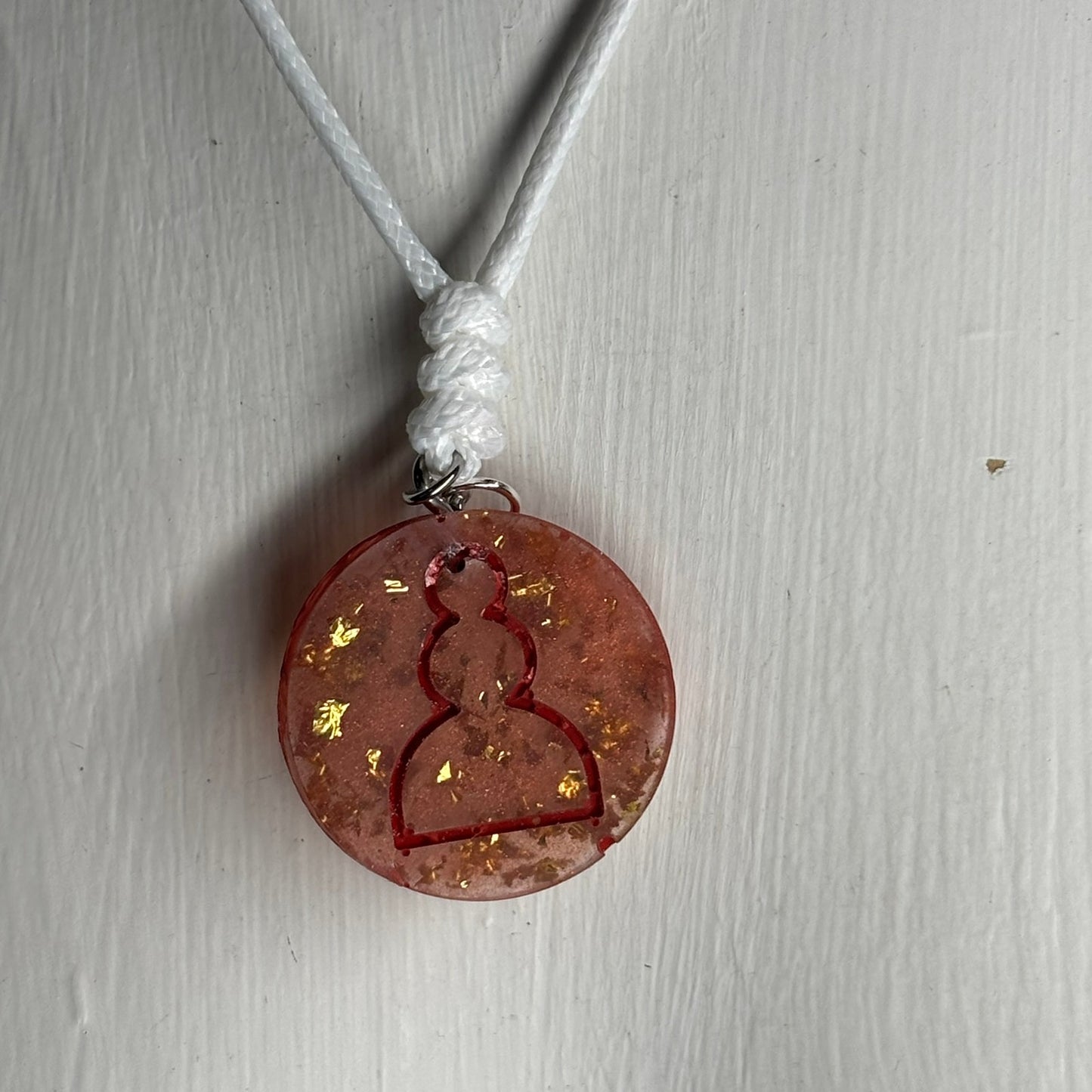 Amber Red Pawn - Handmade Resin Chess Necklace