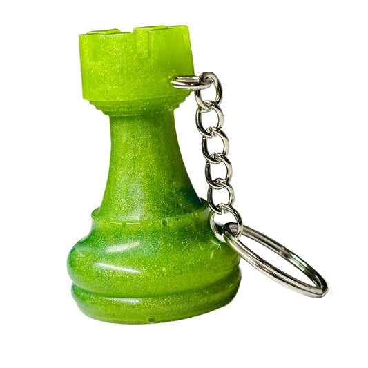 Candy Colored Green Rook - Handmade Resin Keychain - Large Edition