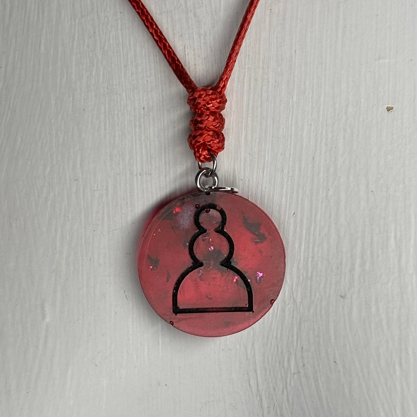 Translucent Red Pawn - Handmade Resin Chess Necklace