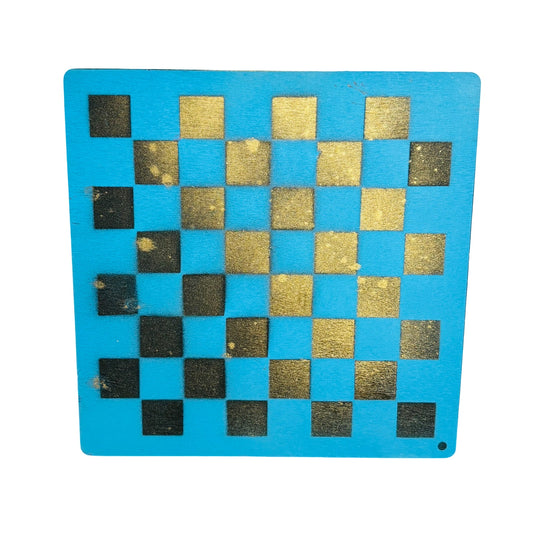 Blue Golden Shine - Painted Thin Wooden Chess Board