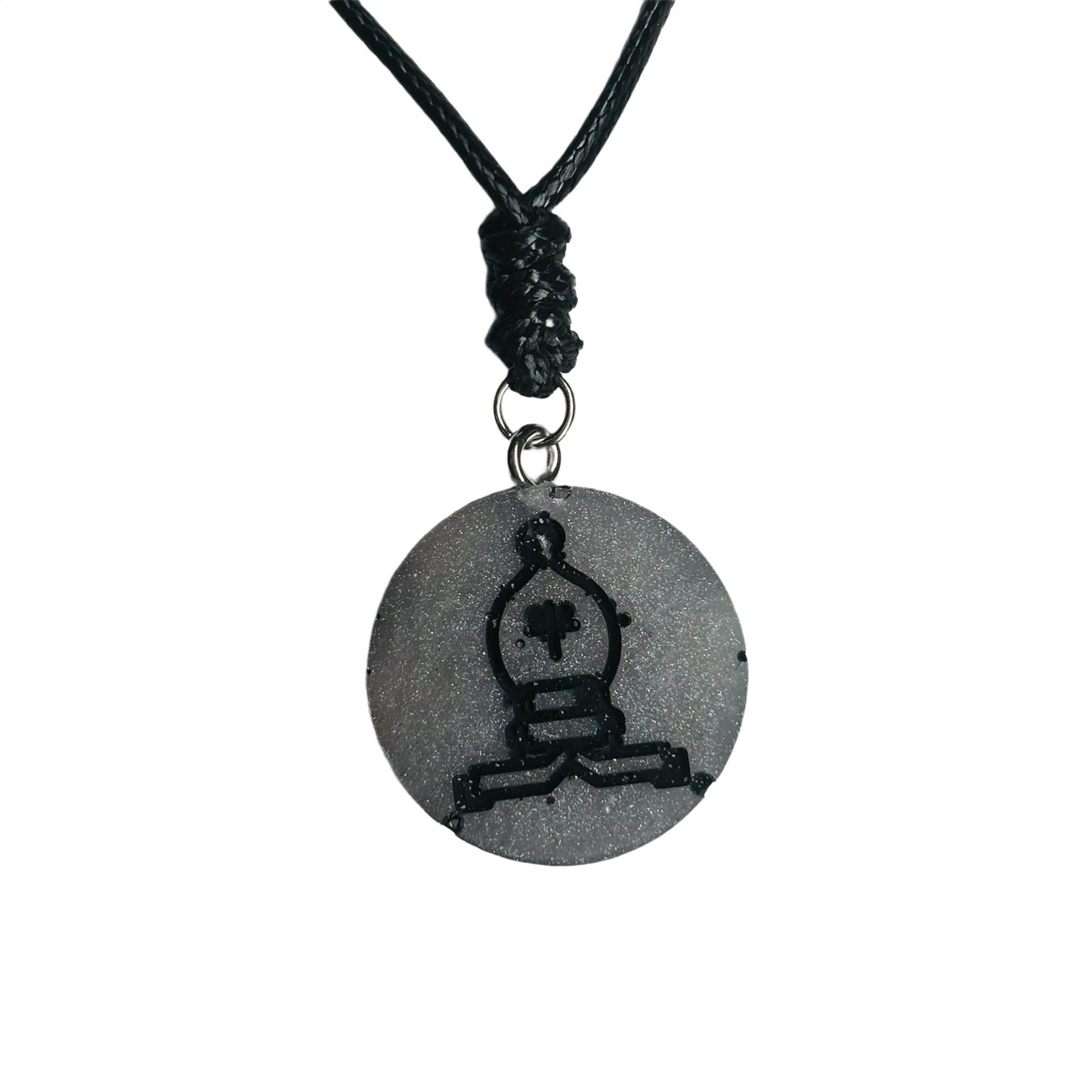 Silver Bishop - Handmade Resin Chess Necklace