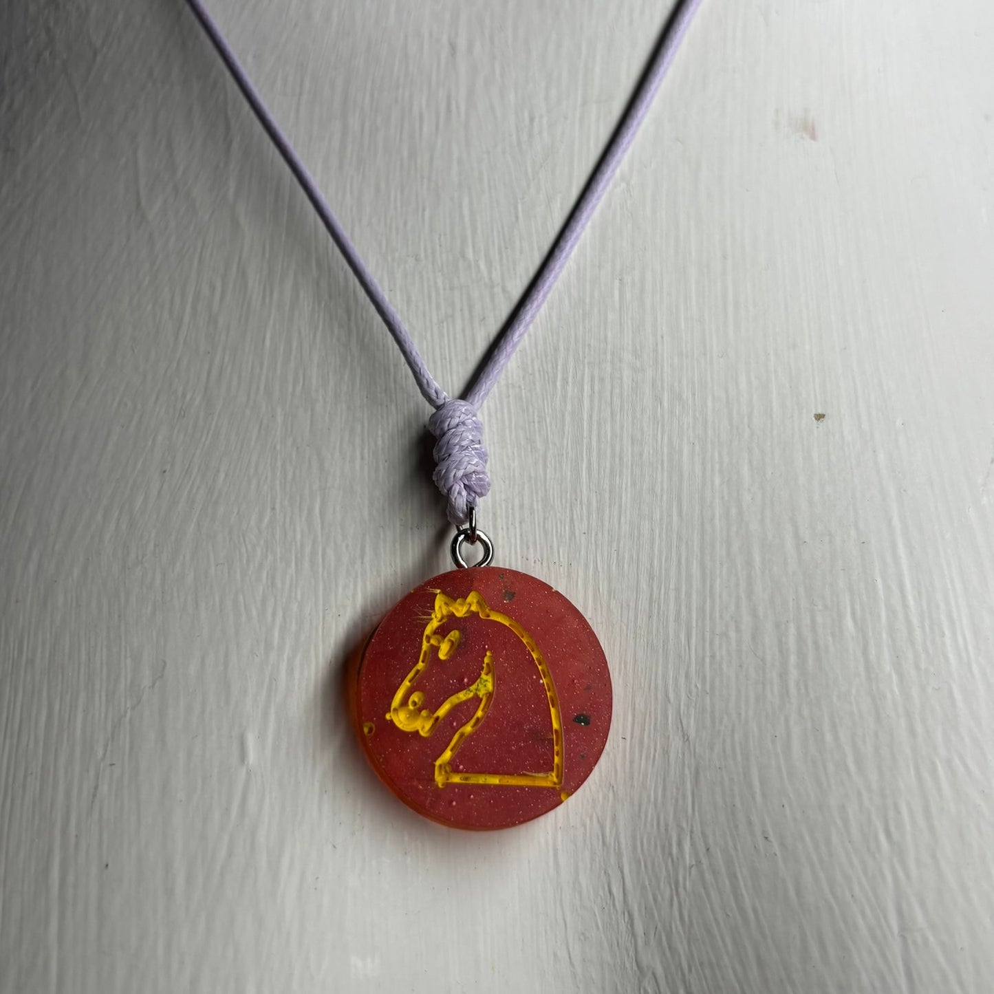 Red/Purple Knight - Handmade Resin Chess Necklace