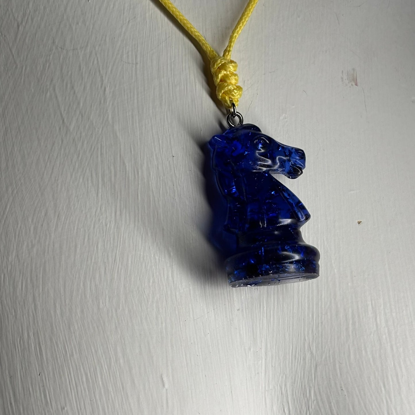 Navy Blue Knight - Handmade Resin Chess Necklace