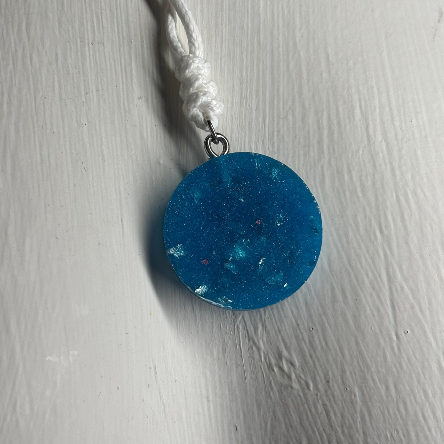 Pearl Blue Pawn - Handmade Resin Chess Necklace