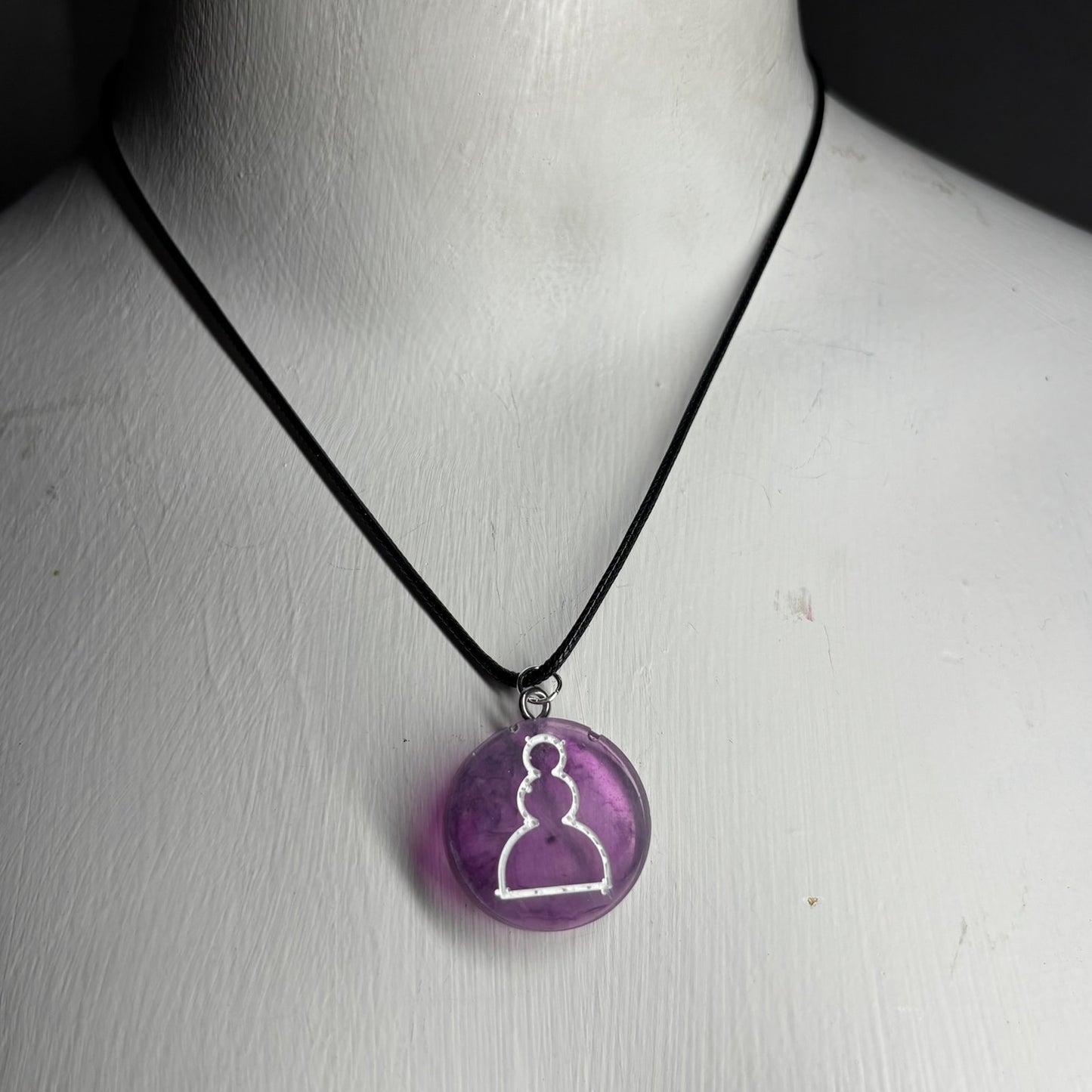 Translucent Purple Pawn - Handmade Resin Chess Necklace