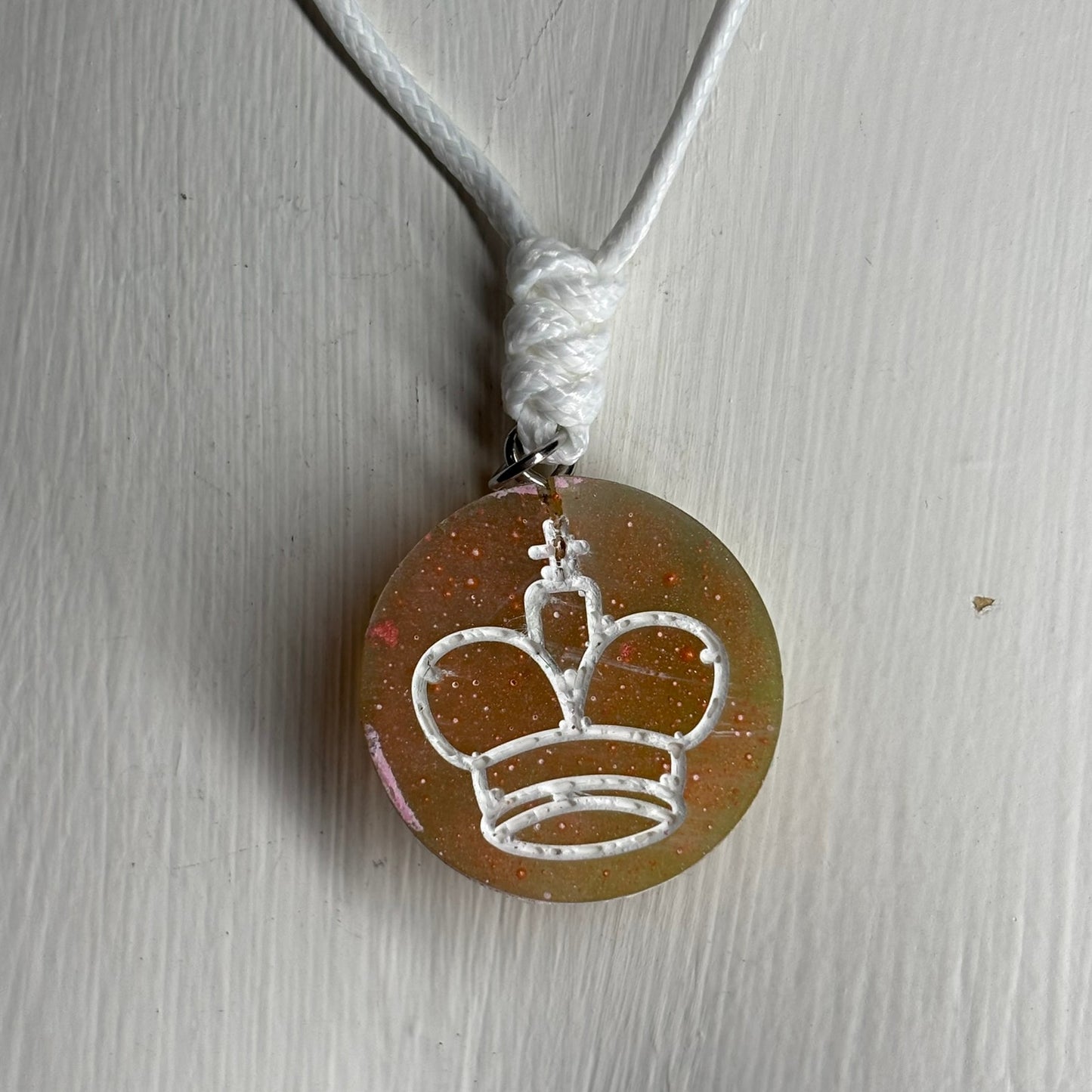 Yellow Sunset King - Handmade Resin Chess Necklace