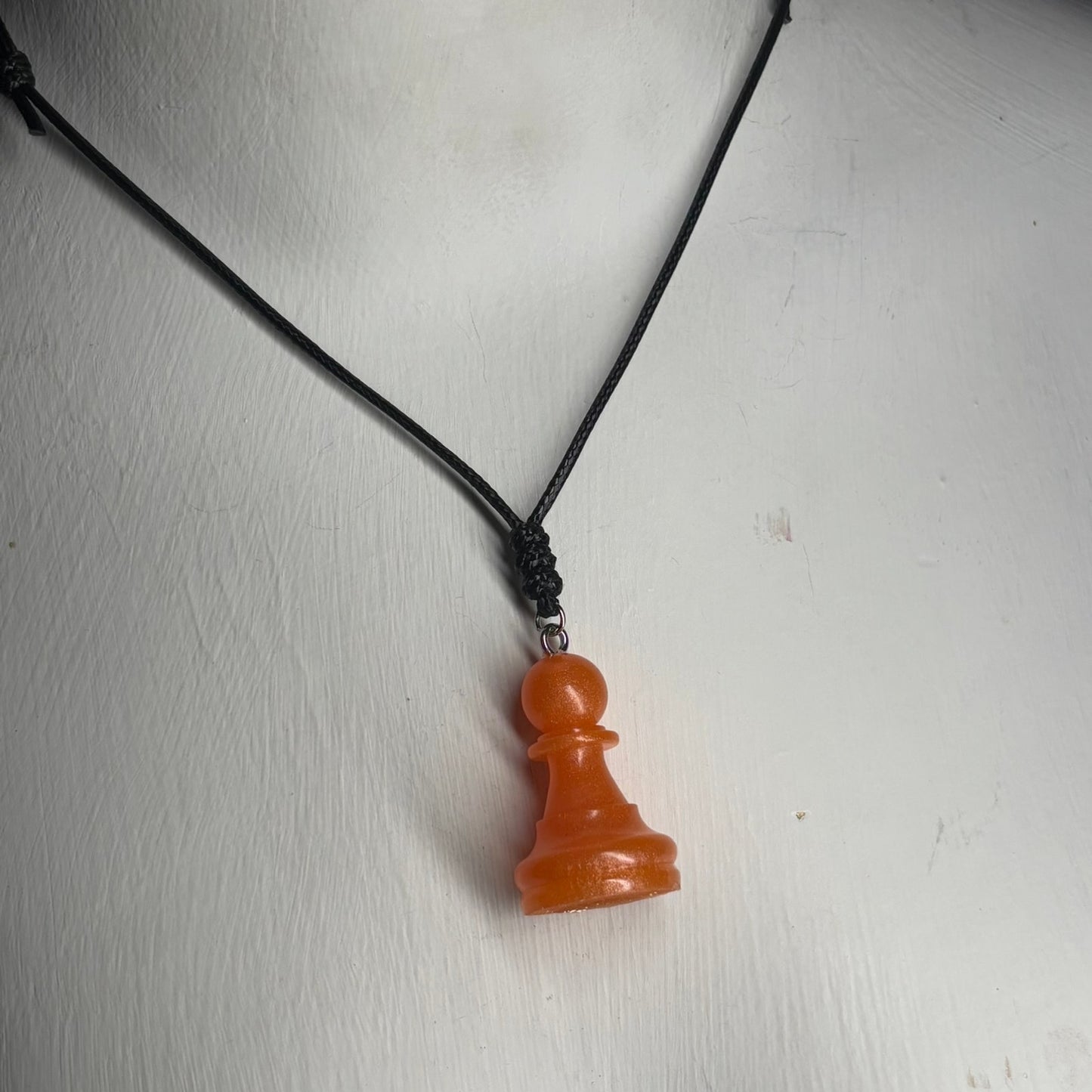 Orange Pawn - Handmade Resin Chess Necklace