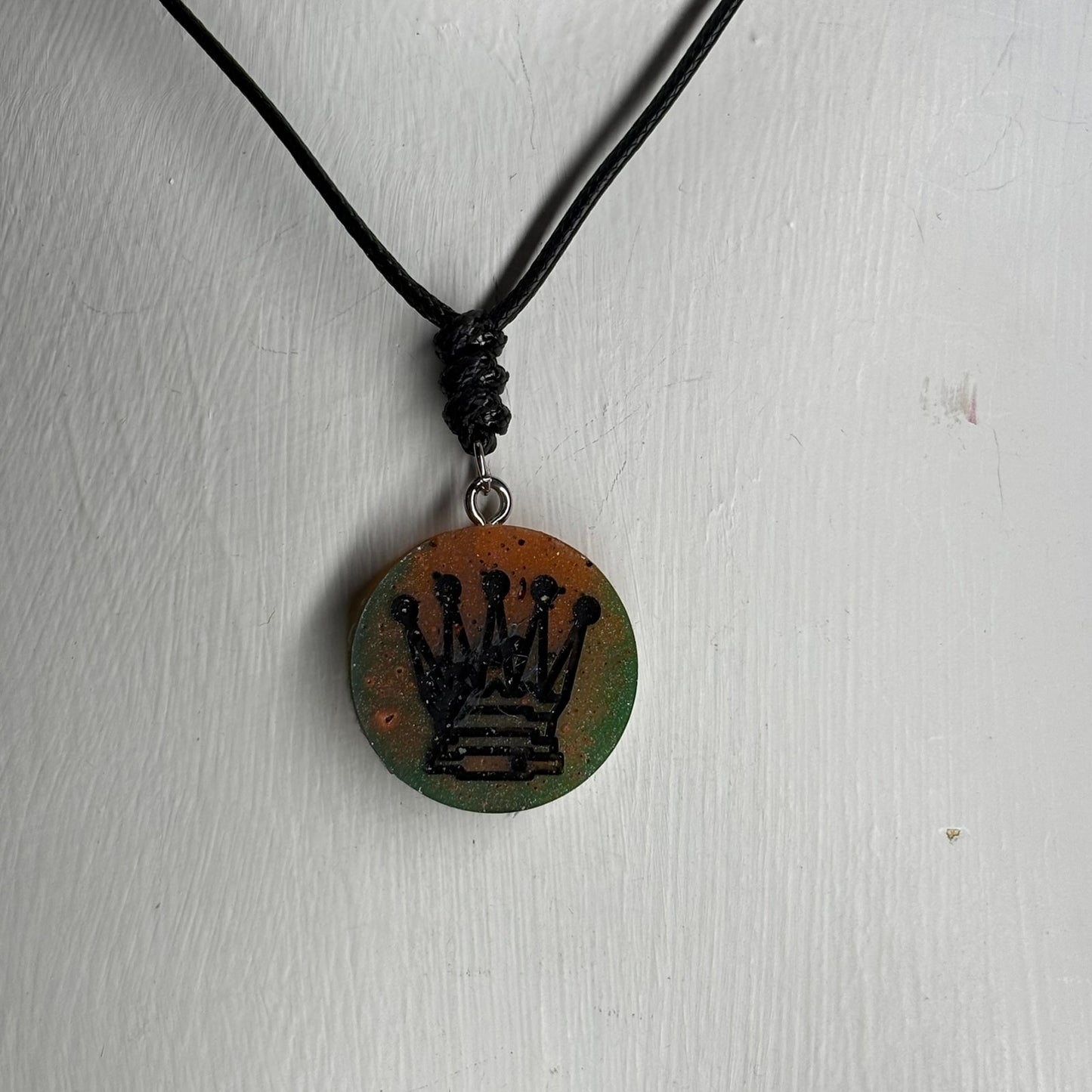 Orange Queen - Handmade Resin Chess Necklace