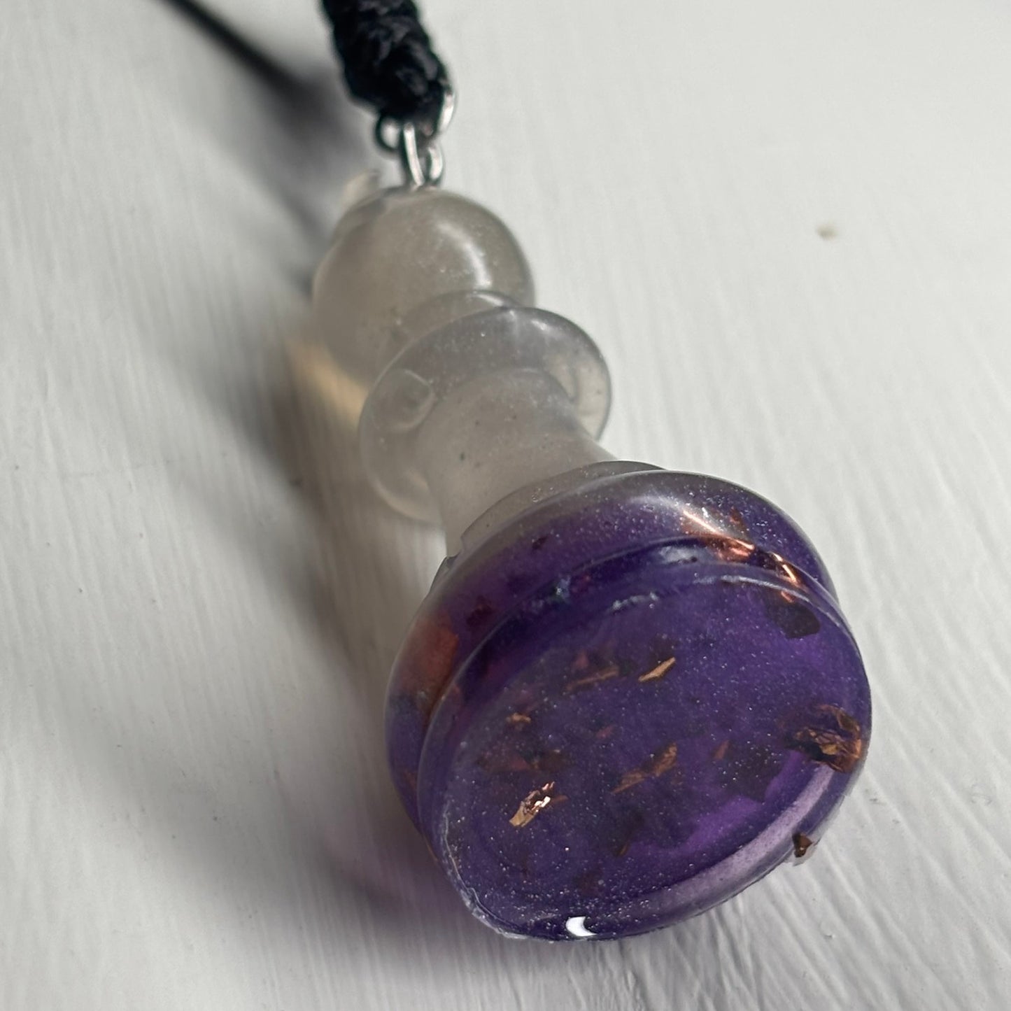 White Purple Bishop - Handmade Resin Chess Necklace