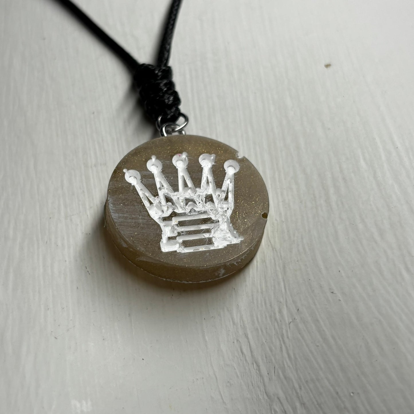 Cream Yellow Queen - Handmade Resin Chess Necklace