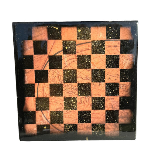 Vintage Map - Resin Coated Chess Board