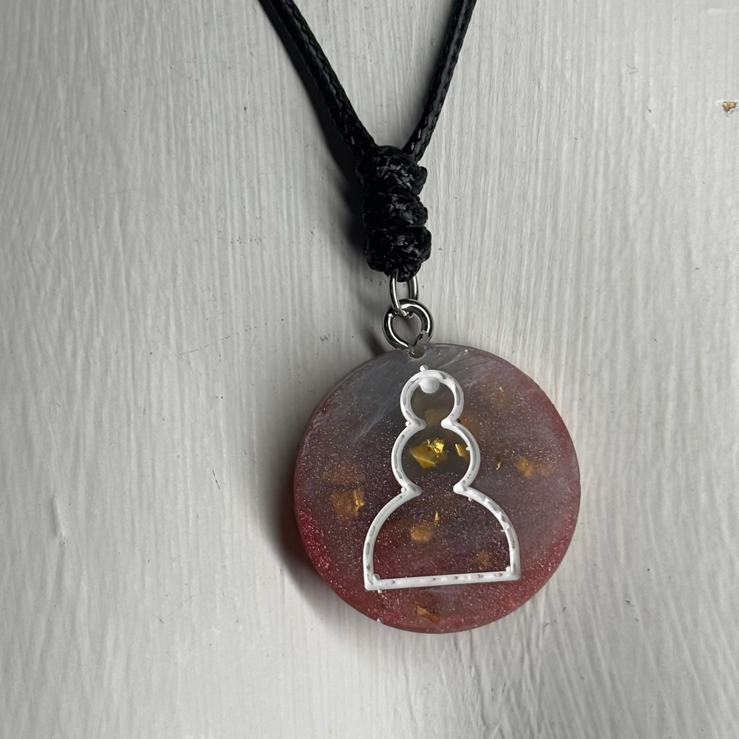 Red Crystal Pawn - Handmade Resin Chess Necklace
