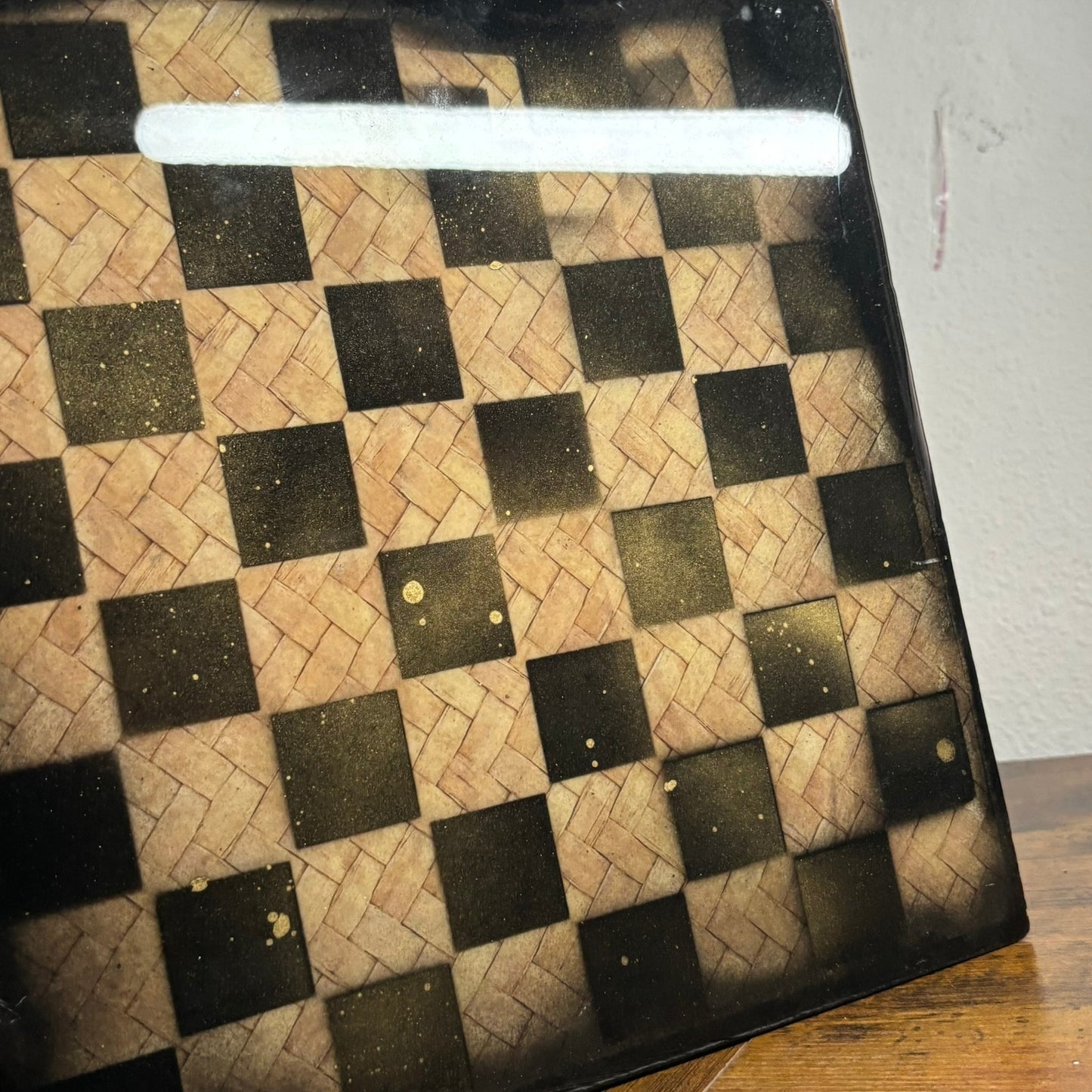 Vintage Basket - Resin Coated Chess Board