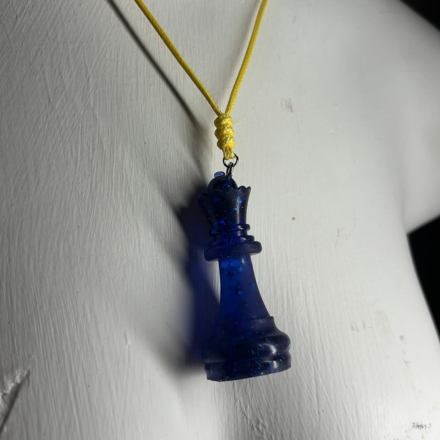 Navy Blue Queen - Handmade Resin Chess Necklace