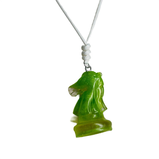Green Knight - Handmade Resin Chess Necklace