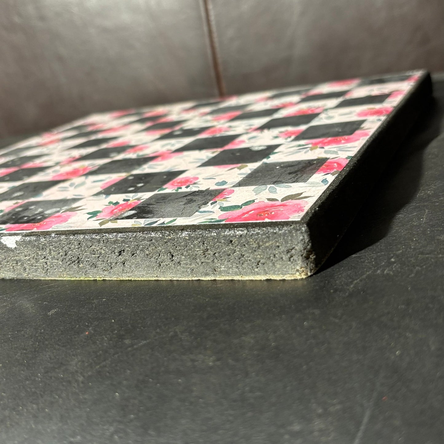 Pink Flowers - Scrapbook Chess Board